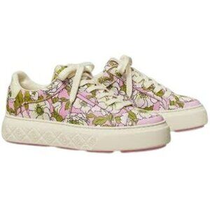 Tory Burch Cream and Pink Floral Sneakers